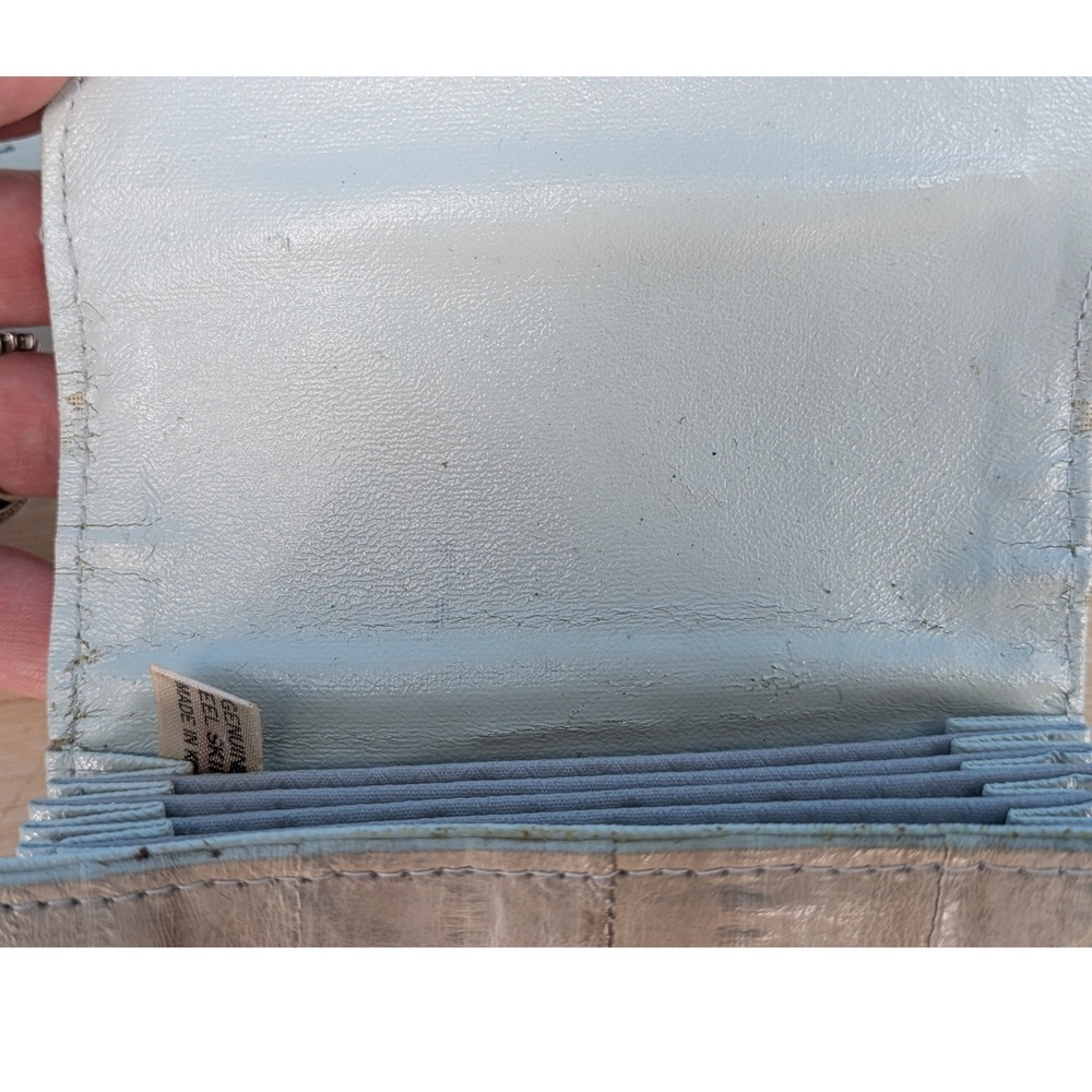 Lee Sands Genuine Eel Skin Wallet Gray Blue Accordion Card Holder Korea Vintage - Picture 7 of 11